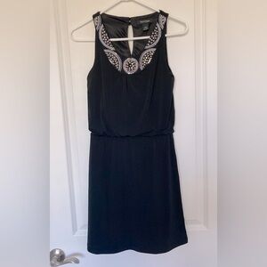 White House Black Market Black Sleeveless Dress with Embellishments Women’s XXS